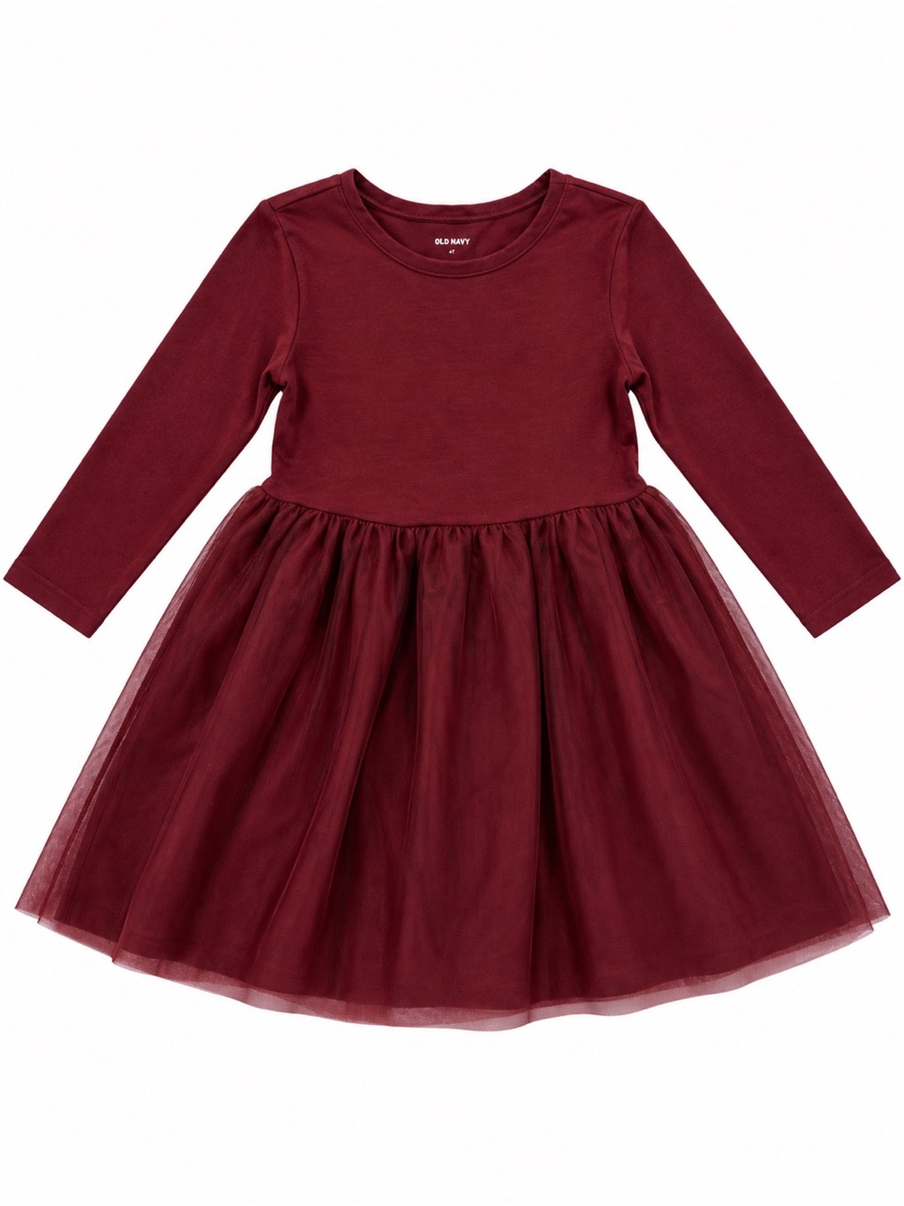 Old Navy Girls 5T Burgundy Tulle Dress Long Sleeve Holiday Party Christmas